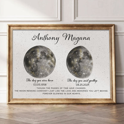 Memorial Keepsake Lost Loved One Moon Phase Art Sympathy Gift Personalized Poster