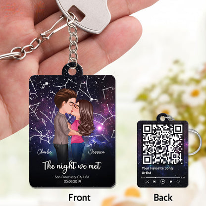 Couple Kissing Under the Galaxy Star Map by Location & Date Personalized Acrylic Keychain