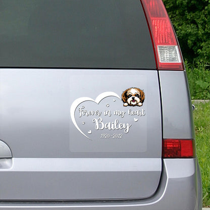 Forever In My Heart Memorial Dog Decor On Car Fridge Window Personalized Decal
