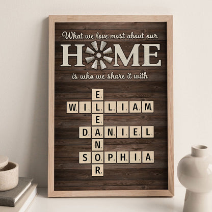 Home Is Who We Share Love With Crosswords Puzzle Art Personalized Poster