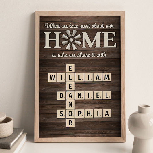 Home Is Who We Share Love With Crosswords Puzzle Art Personalized Poster