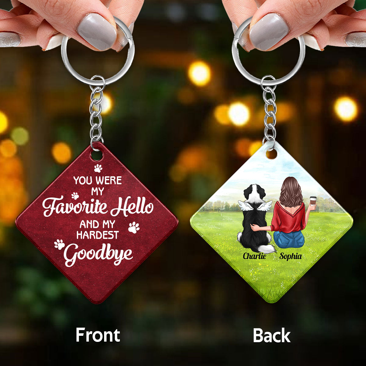 My Favorite Hello My Hardest Goodbye Dog Memorial Personalized Acrylic Keychain