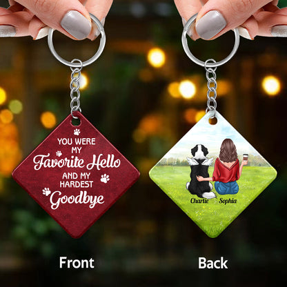 My Favorite Hello My Hardest Goodbye Dog Memorial Personalized Acrylic Keychain