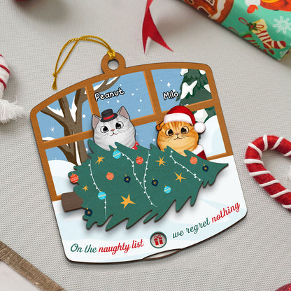 Naughty Cats Fallen Christmas Tree Personalized Countdown Ornament, Christmas Gift For Cat Owners, Cat Lovers