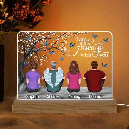 Butterflies Blossom Tree Always With You Family Memorial Remembrance Gift Personalized Custom Shape Acrylic Plaque LED Night Light