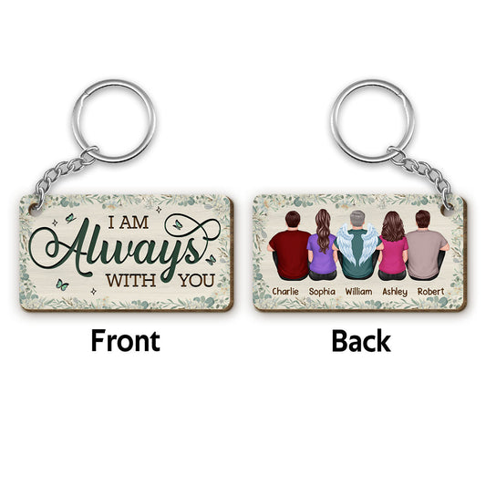 Family Memorial Green Leaves Flowers Remembrance Gift Personalized Wooden Keychain