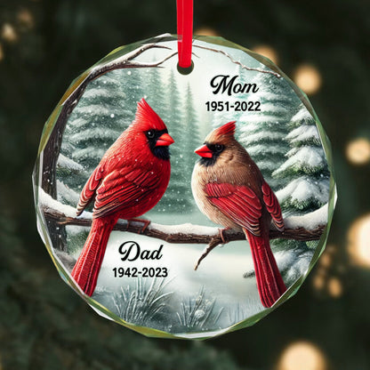 Winter Scene Memorial Cardinal Sympathy Gift Remembrance Keepsake Personalized Glass Ornament