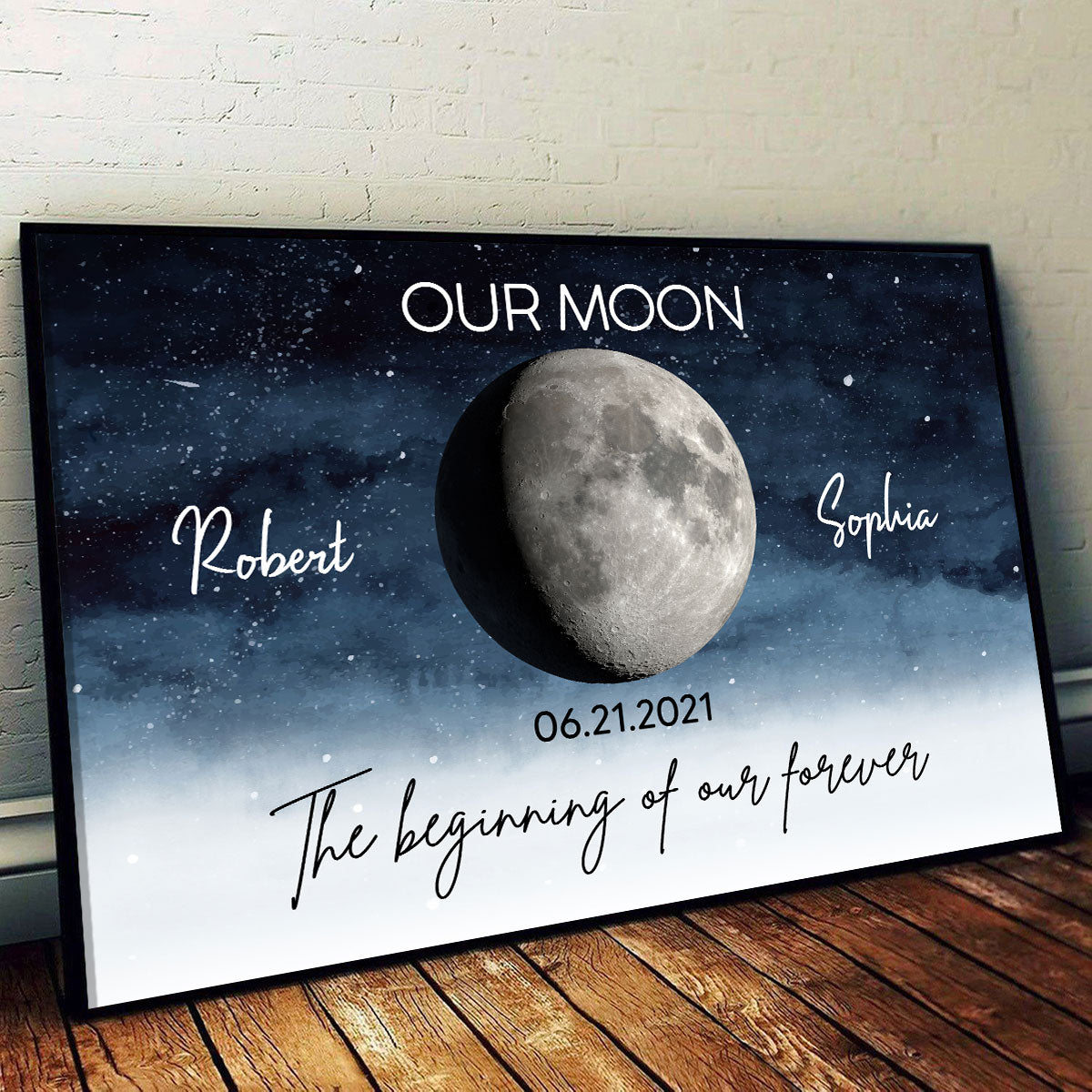 Starry Night Love Story Couple Custom Moon Phase Anniversary Date Personalized Poster, Anniversary Gift, Wedding Gift For Couple
