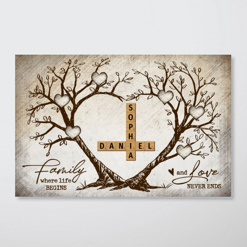 Family Heart Tree Crossword Puzzle, Captured In A Moment, Cherished For A Lifetime Personalized Poster