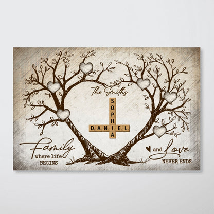 Family Heart Tree Crossword Puzzle - Created In A Moment, Treasured Forever Personalized Poster, Perfect 2025  Gift For Family, For Husband, Wife