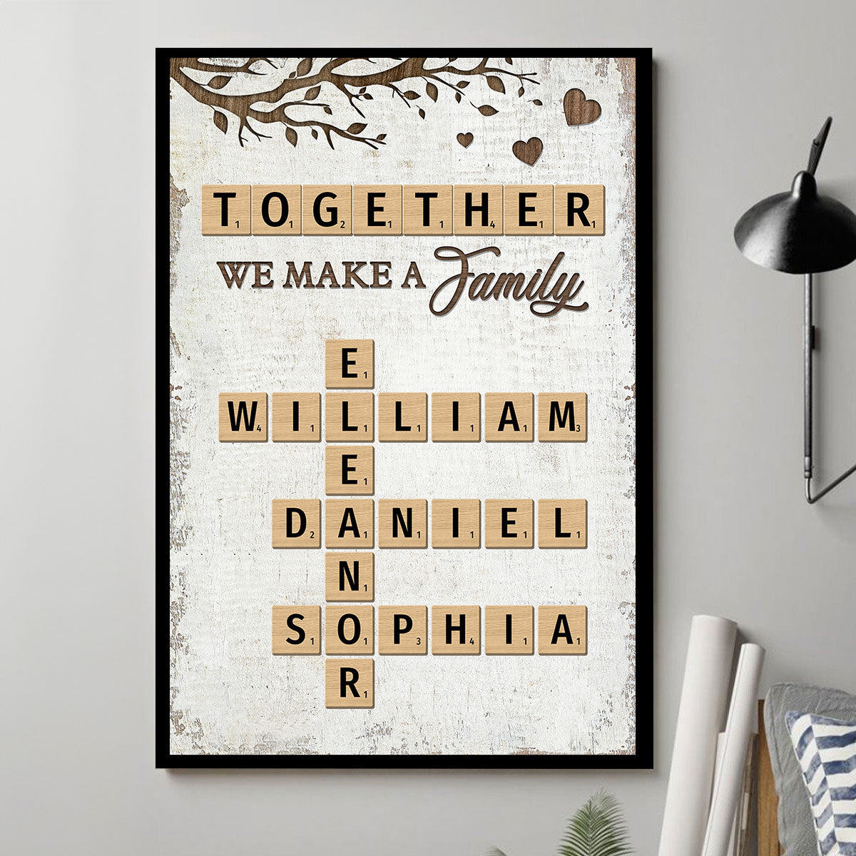 Together We Make A Family Crossword Puzzle Art Personalized Poster