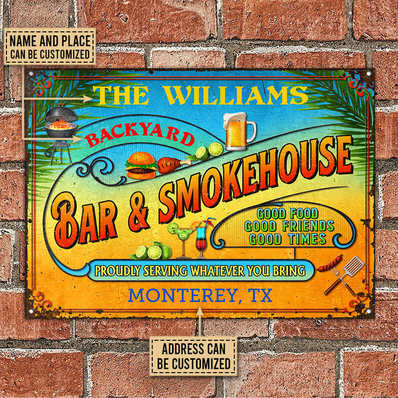 Smokehouse Summer Good Food Good Friends Customized Classic Metal Signs, Yard Sign, Grilling, Bar, Backyard