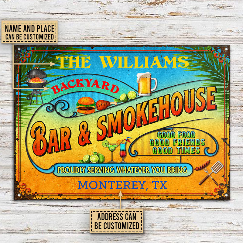 Smokehouse Summer Good Food Good Friends Customized Classic Metal Signs, Yard Sign, Grilling, Bar, Backyard