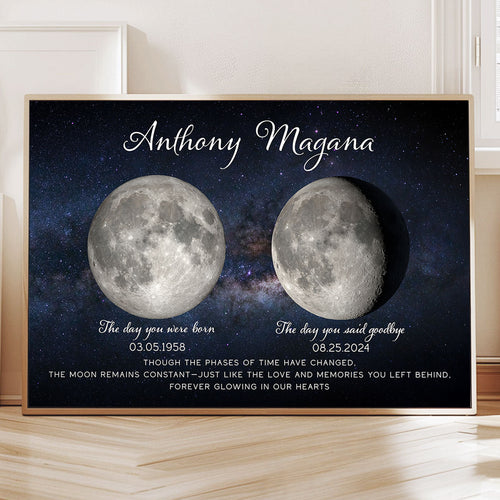 Lost Loved One Moon Phase Art Memorial Sympathy Gift Personalized Poster