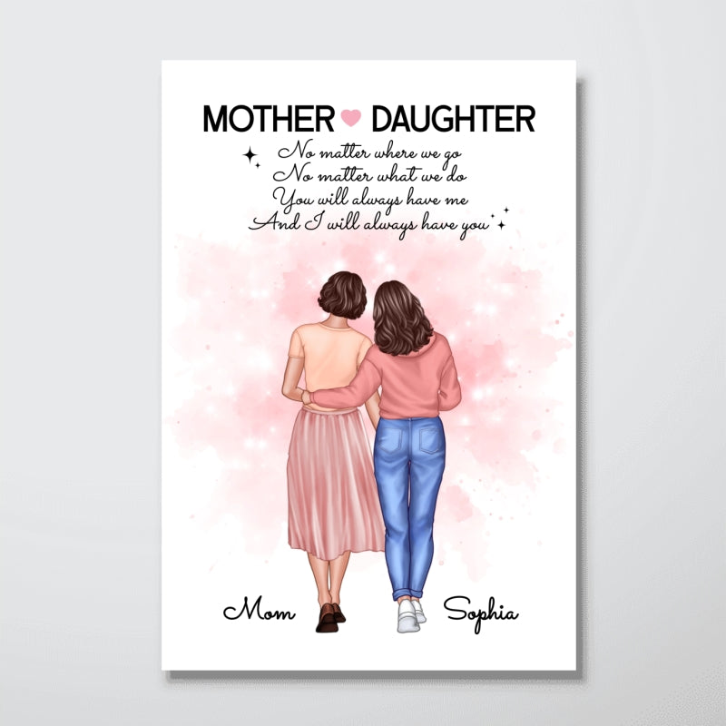 Mother Daughter No Matter Where We Go Mother's Day Gift Personalized Poster