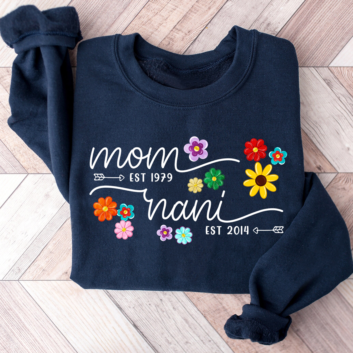 Mom Grandma Est Flower Color With Grandkids Mothers Day Gift Th T-Shirt