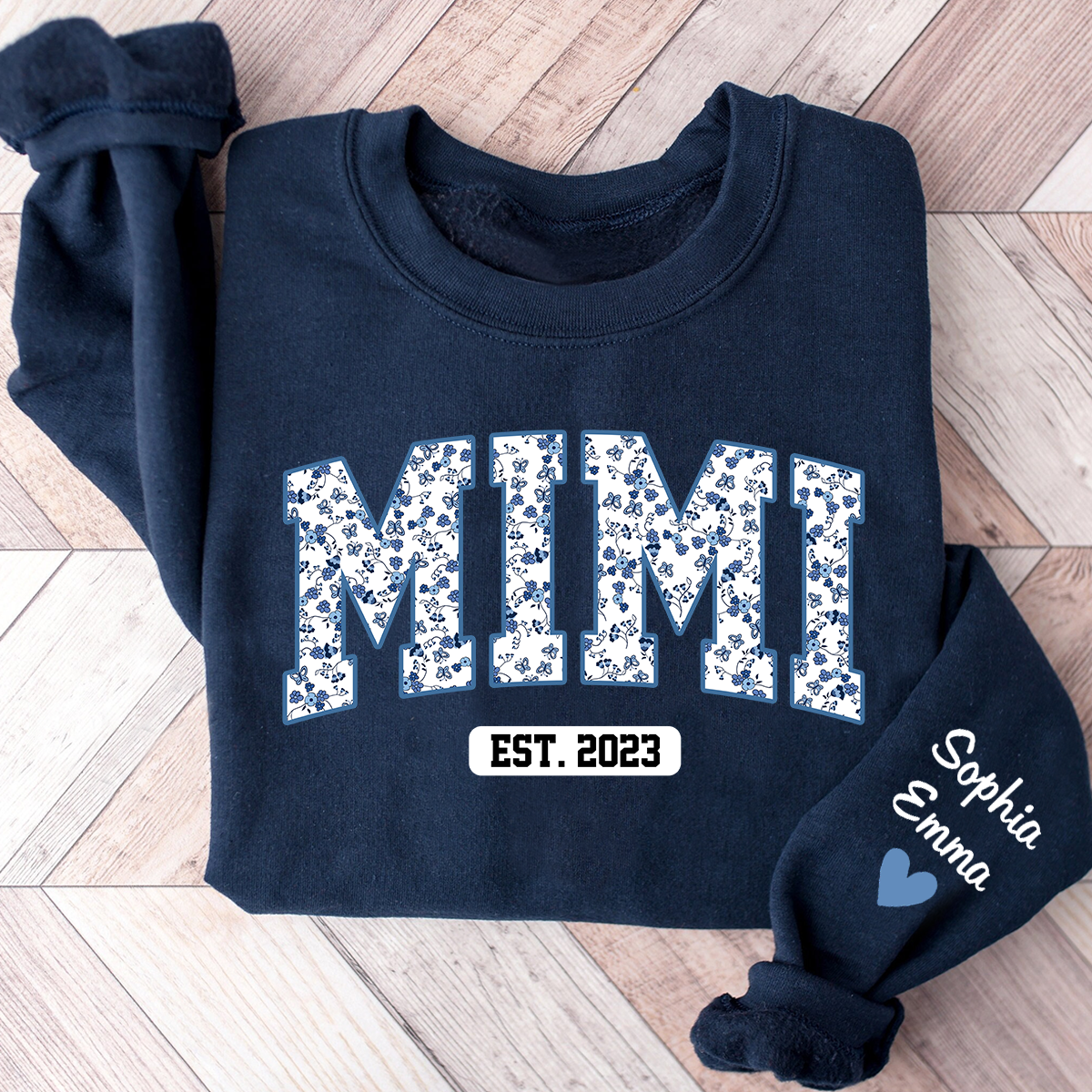 Mimi Flower Pattern Sweatshirt, Custom Grandma With Kids, Grandma Gift TH Sweatshirt