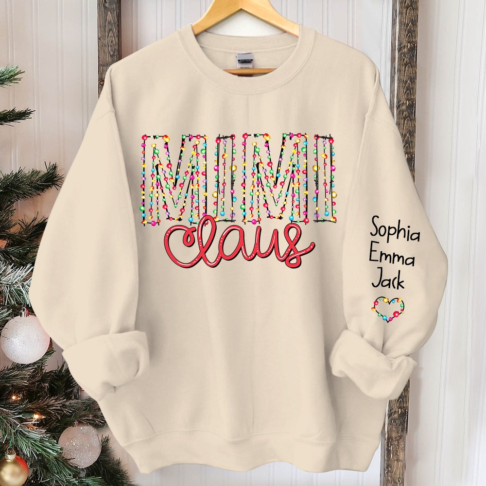 Mimi claus Christmas lights And Grandkids Christmas Merry Sweatshirt