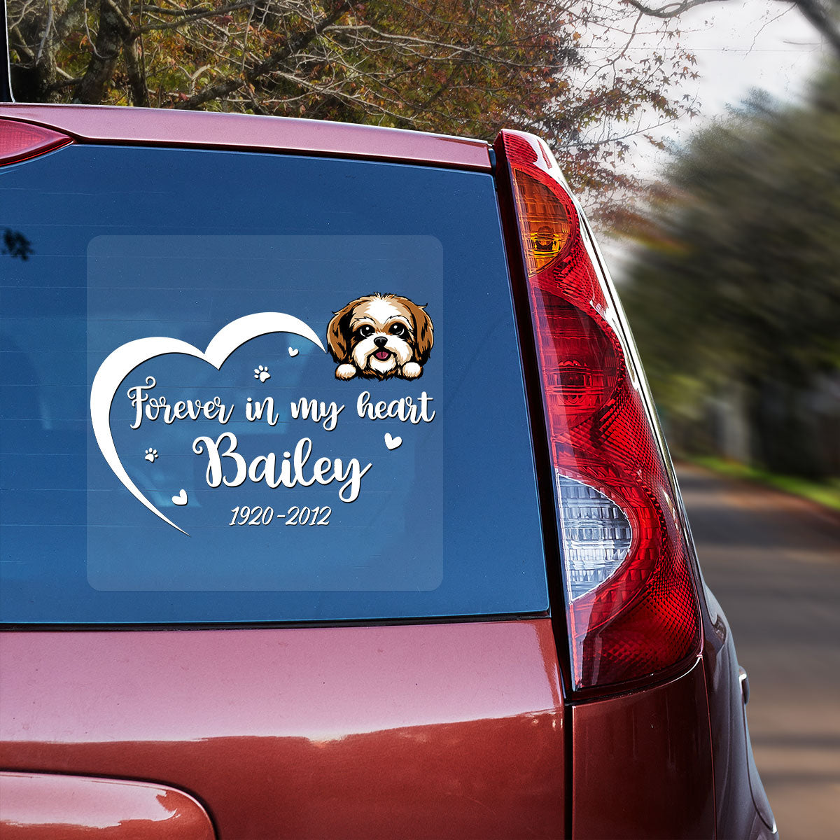 Forever In My Heart Memorial Dog Decor On Car Fridge Window Personalized Decal