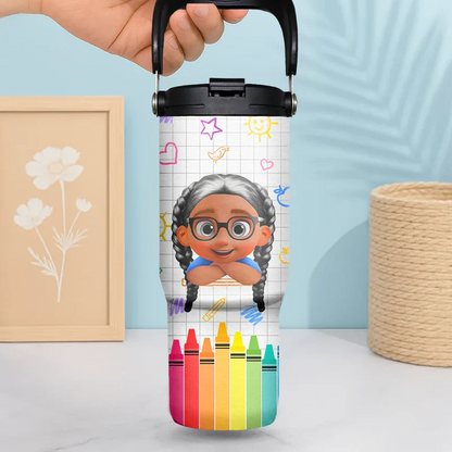School Kid's Name - Personalized 30oz Tumbler With Handle