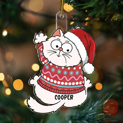 Scratching Cat Christmas - Personalized Cutout Acrylic Ornament Ornament The Next Custom Gift