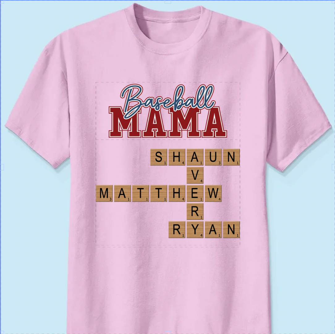 Baseball Mama Mom Grandma Crossword Puzzle Art Personalized Shirt