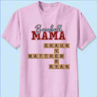 Baseball Mama Mom Grandma Crossword Puzzle Art Personalized Shirt