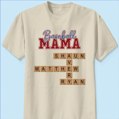Baseball Mama Mom Grandma Crossword Puzzle Art Personalized Shirt