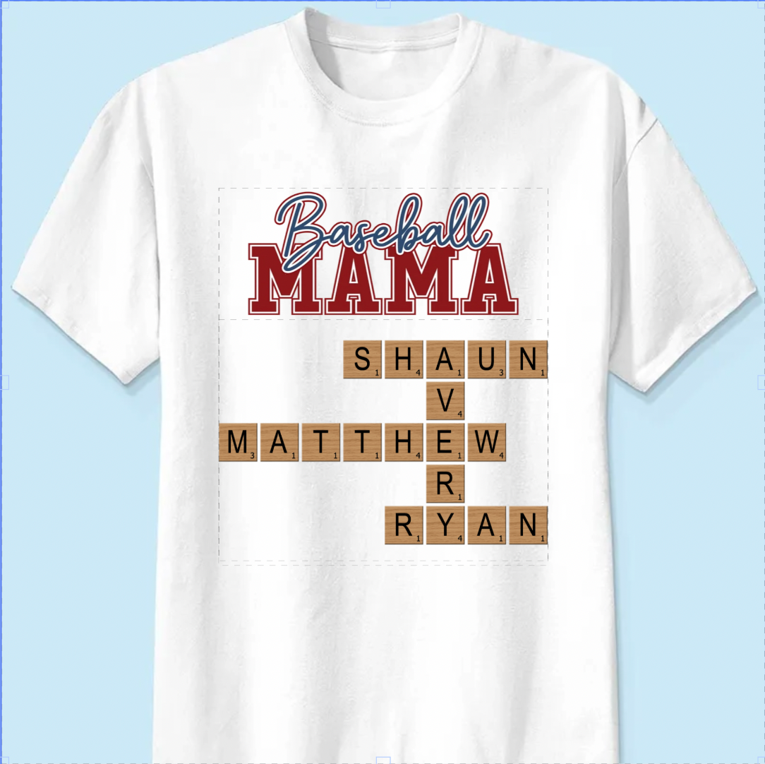 Baseball Mama Mom Grandma Crossword Puzzle Art Personalized Shirt