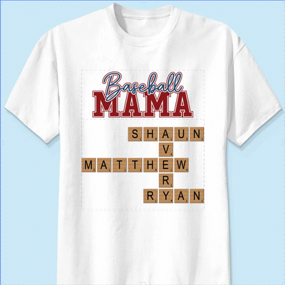 Baseball Mama Mom Grandma Crossword Puzzle Art Personalized Shirt