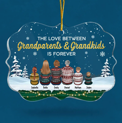 The Love Between Grandparents & Grandkids Is Forever - Personalized Custom Benelux Shaped Acrylic Christmas Ornament - Gift For Grandparents, Gift For Family, Christmas Gift