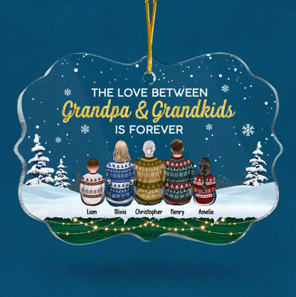 The Love Between Grandparents & Grandkids Is Forever - Personalized Custom Benelux Shaped Acrylic Christmas Ornament - Gift For Grandparents, Gift For Family, Christmas Gift