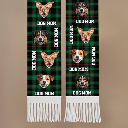Custom Photo Wool Scarf With Tassel - Personalized Christmas Birthday Gifts For Dog Cat Lovers, Dog Dad And Mom, Cat Owners - Fetch Queen
