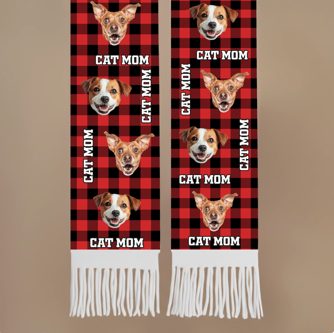 Custom Photo Wool Scarf With Tassel - Personalized Christmas Birthday Gifts For Dog Cat Lovers, Dog Dad And Mom, Cat Owners - Fetch Queen