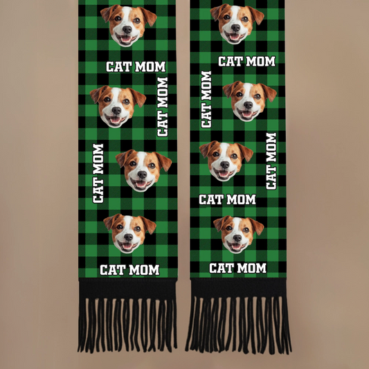 Custom Photo Wool Scarf With Tassel - Personalized Christmas Birthday Gifts For Dog Cat Lovers, Dog Dad And Mom, Cat Owners - Fetch Queen
