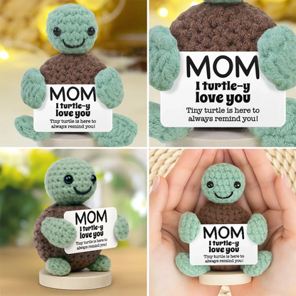 Custom Photo Dad Mom I Turtle-y Love You Thanks For Always Having My Back - Personalized Doll Crochet With Custom Card