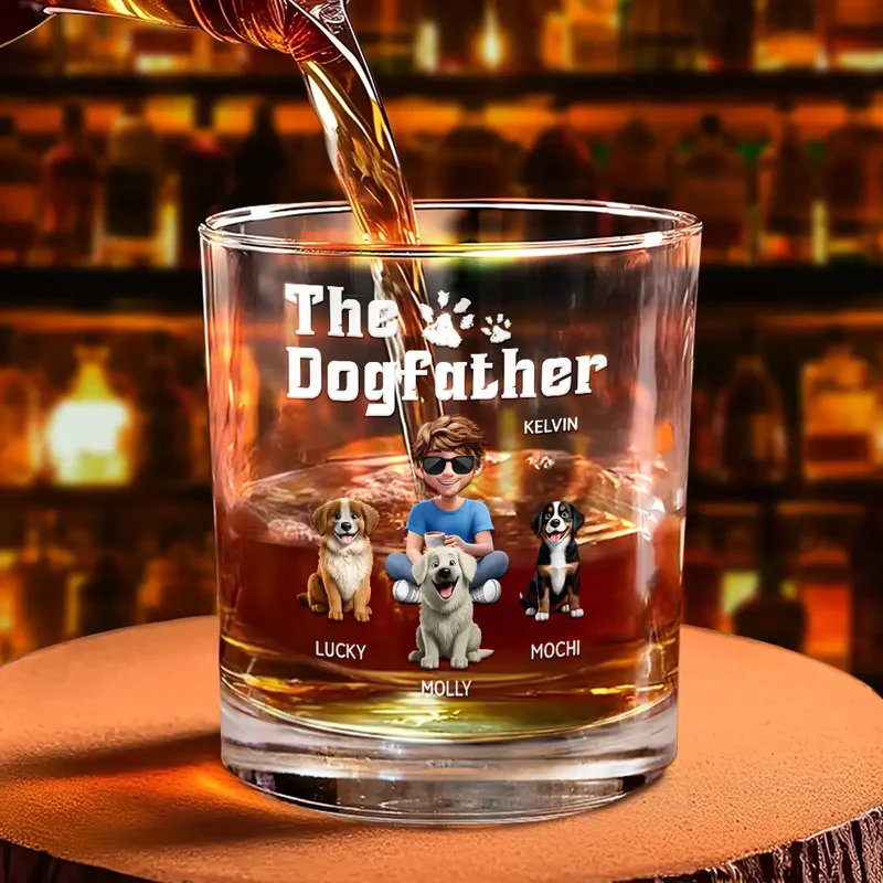 The Dogfather 3D Effect - Personalized Whiskey Glass