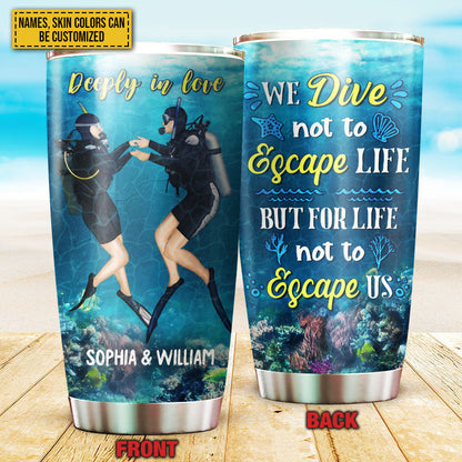 Scuba Diving Married Couple Divers Not To Escape Life Custom Tumbler