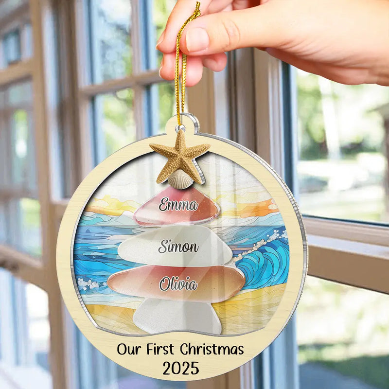 Sea Glass Christmas Tree - Personalized Acrylic Suncatcher Ornament
