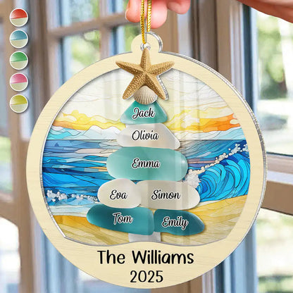 Sea Glass Christmas Tree - Personalized Acrylic Suncatcher Ornament