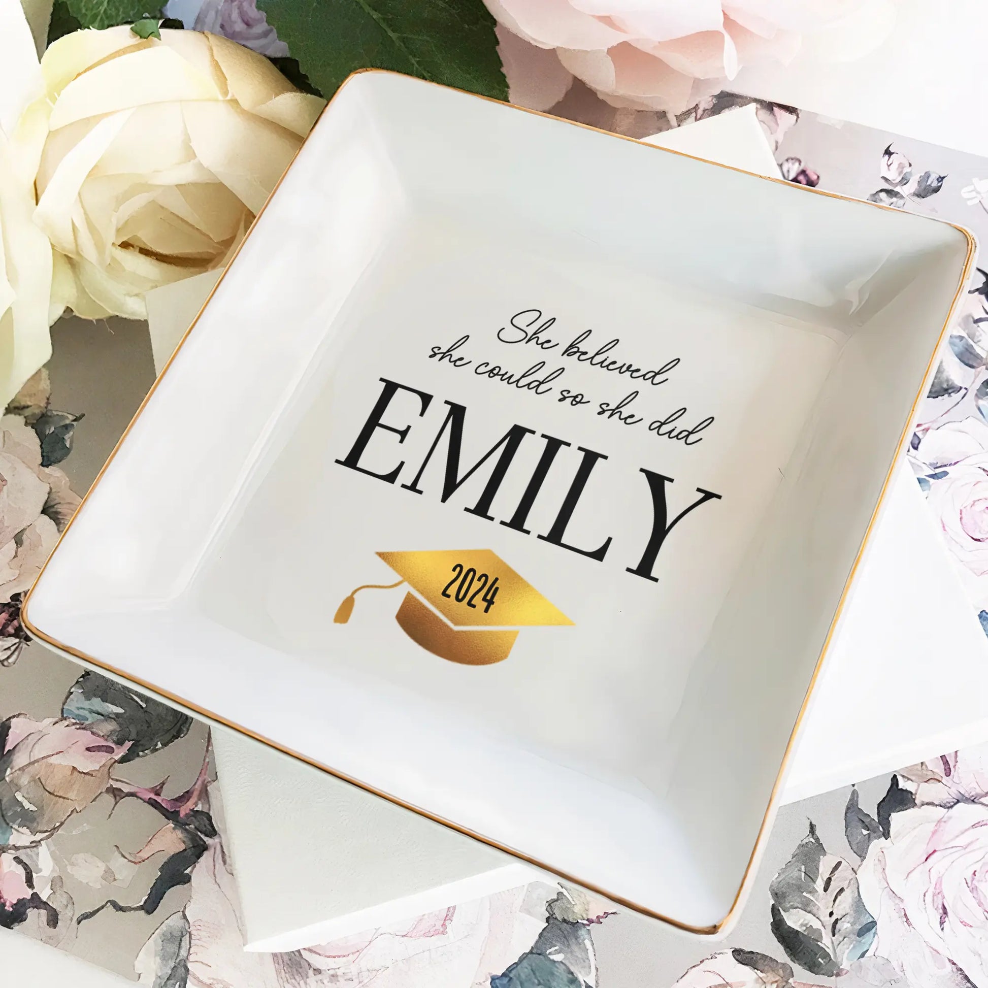 She Believed She Could So She Did - Personalized Jewelry Dish Dish The Next Custom Gift