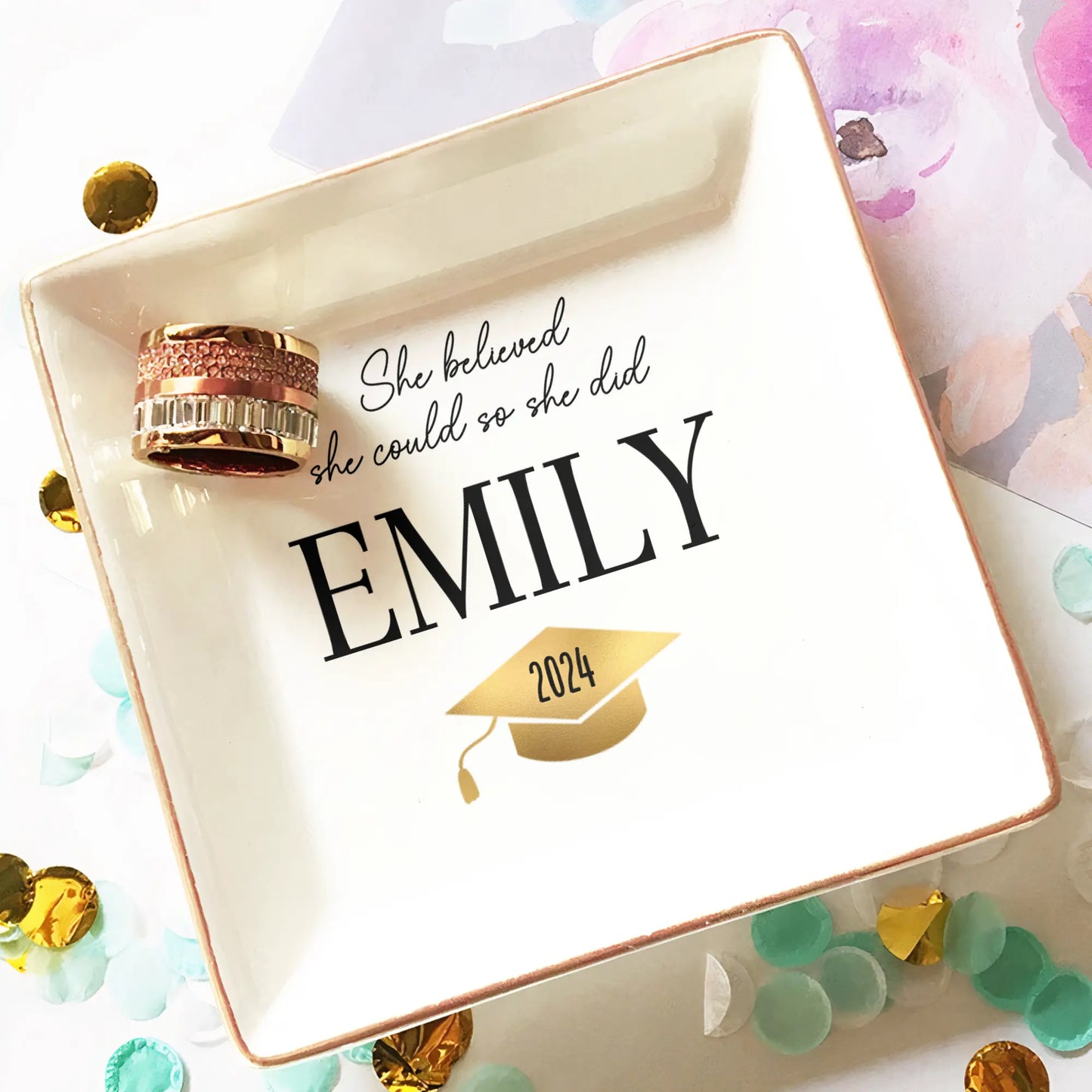 She Believed She Could So She Did - Personalized Jewelry Dish Dish The Next Custom Gift