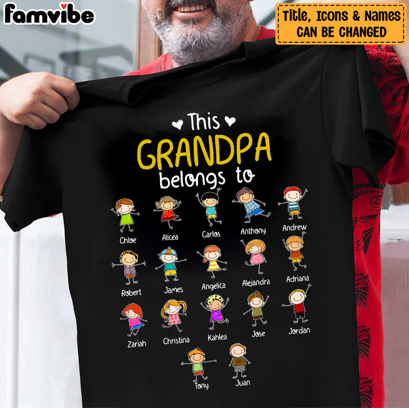 Personalized 'This Grandpa Belongs To' Hoodie, Shirt, Sweatshirt & Doodle Kid Gift