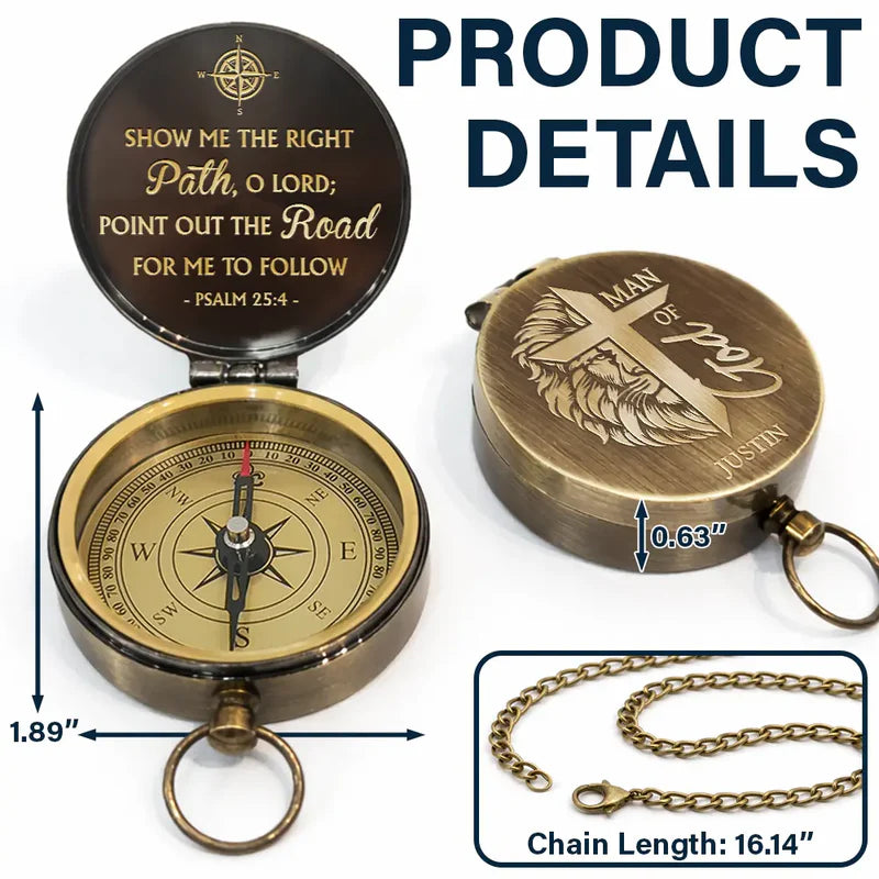 Show Me The Right Path - Personalized Engraved Brass Compass