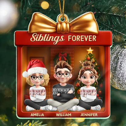 Siblings Forever Gift Box - Personalized Custom Shaped Acrylic Ornament