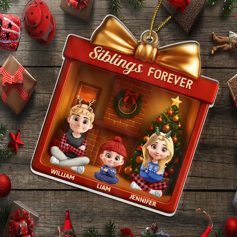 Siblings Forever Gift Box - Personalized Custom Shaped Acrylic Ornament