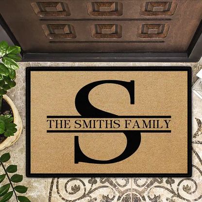 Simple Monogram Family Name - Personalized Doormat