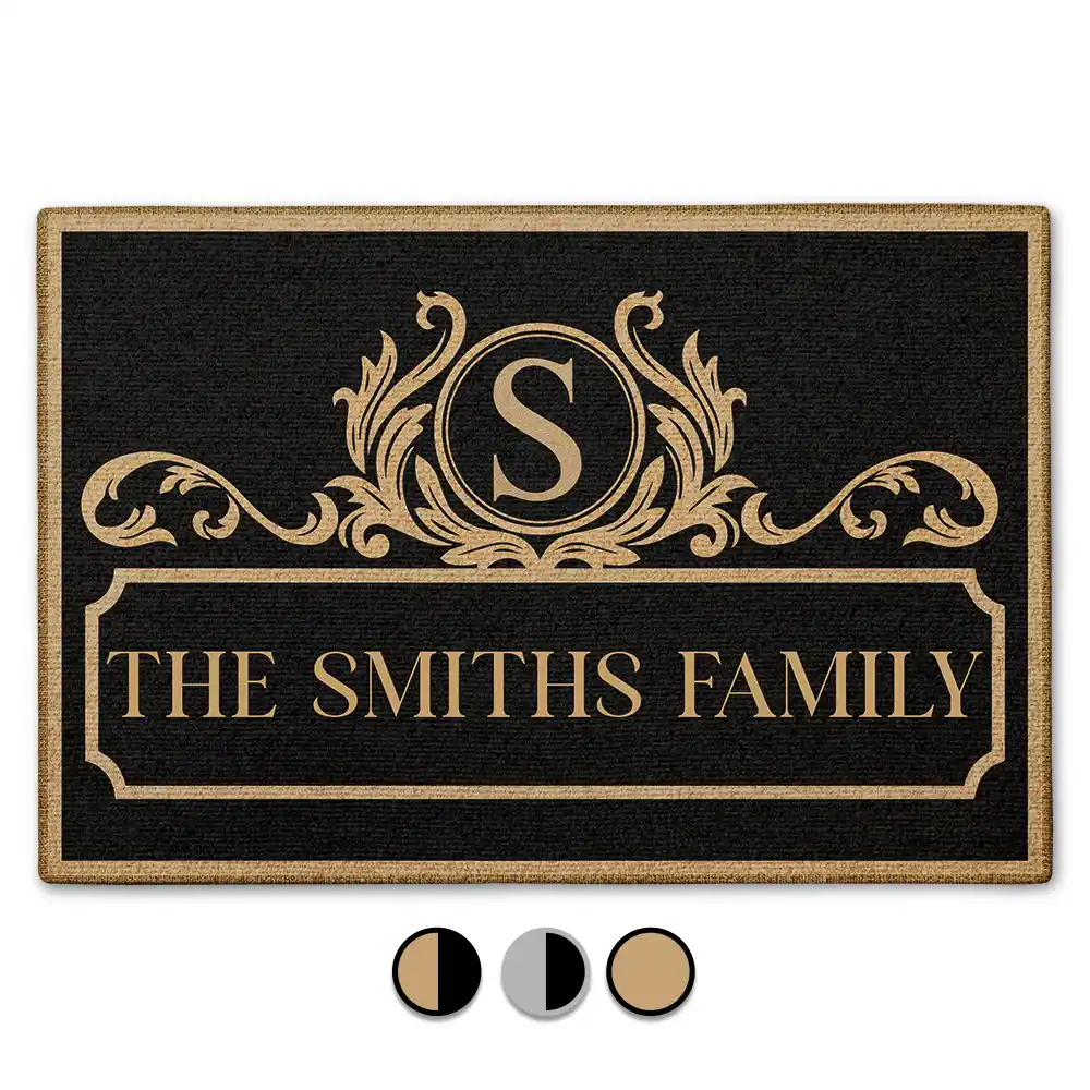 Simple Monogram Family Name - Personalized Doormat