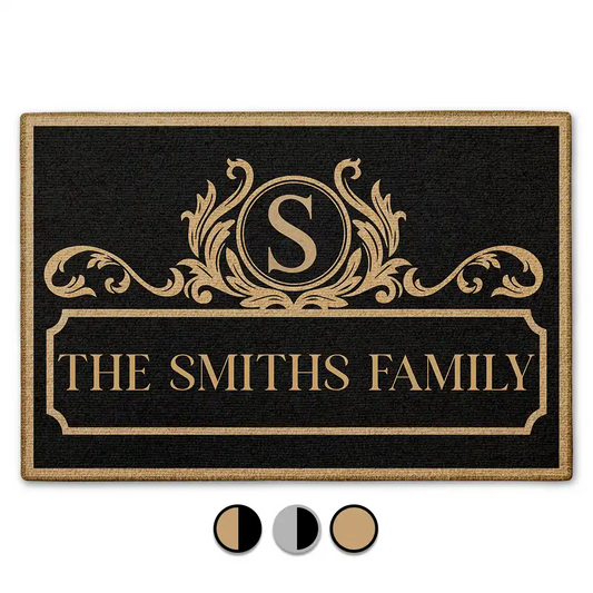 Simple Monogram Family Name - Personalized Doormat