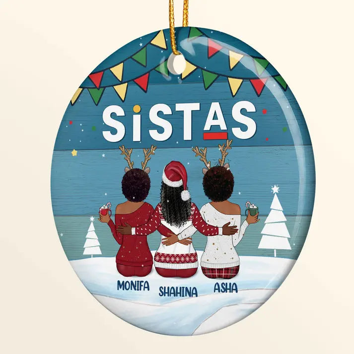 Sistas Soul Sisters - Personalized Ceramic Ornament - Christmas Gift For Sister ornament The Next Custom Gift